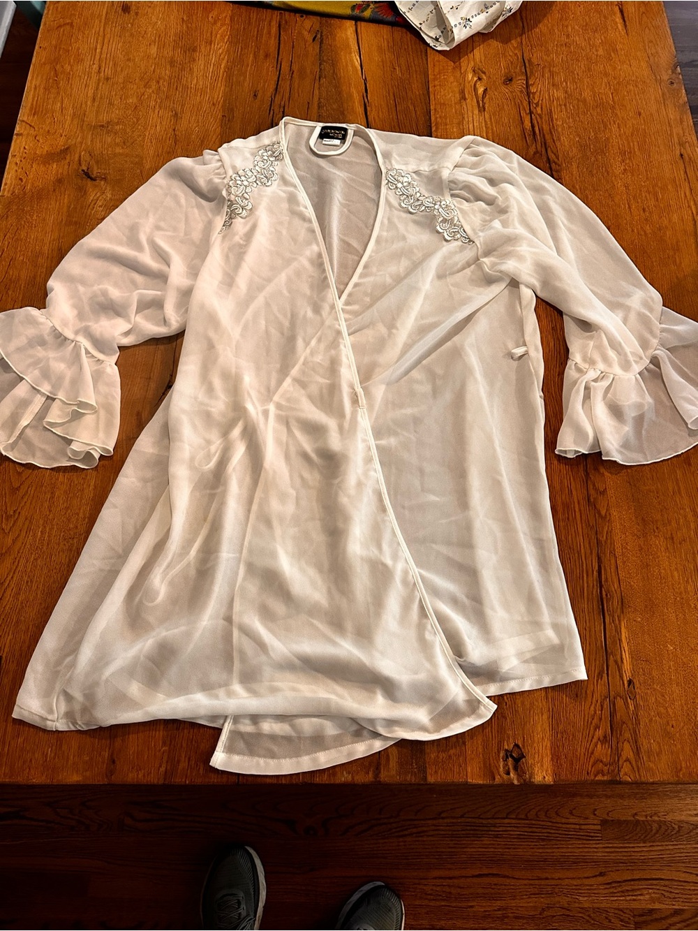 Vintage Seductivewear by Cinema Etoile white sheer wrap robe